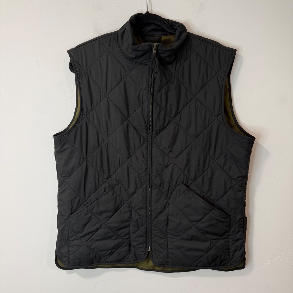 J.Crew Mens Walker Quilted Vest Large Black BI930 Re-Imagined Equestrian